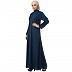 Front open zipper abaya with pintucks- Firozi Front open zipper abaya with pintucks- Firozi